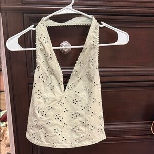 Light Olive Green Free People Halter Top